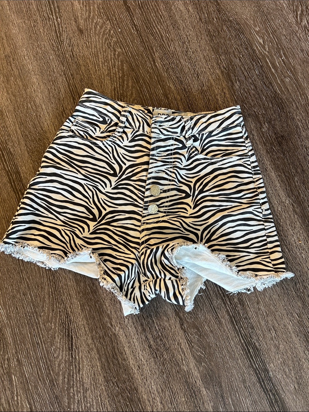 BDG Zebra Print High-Rise Denim Shorts - Black & White